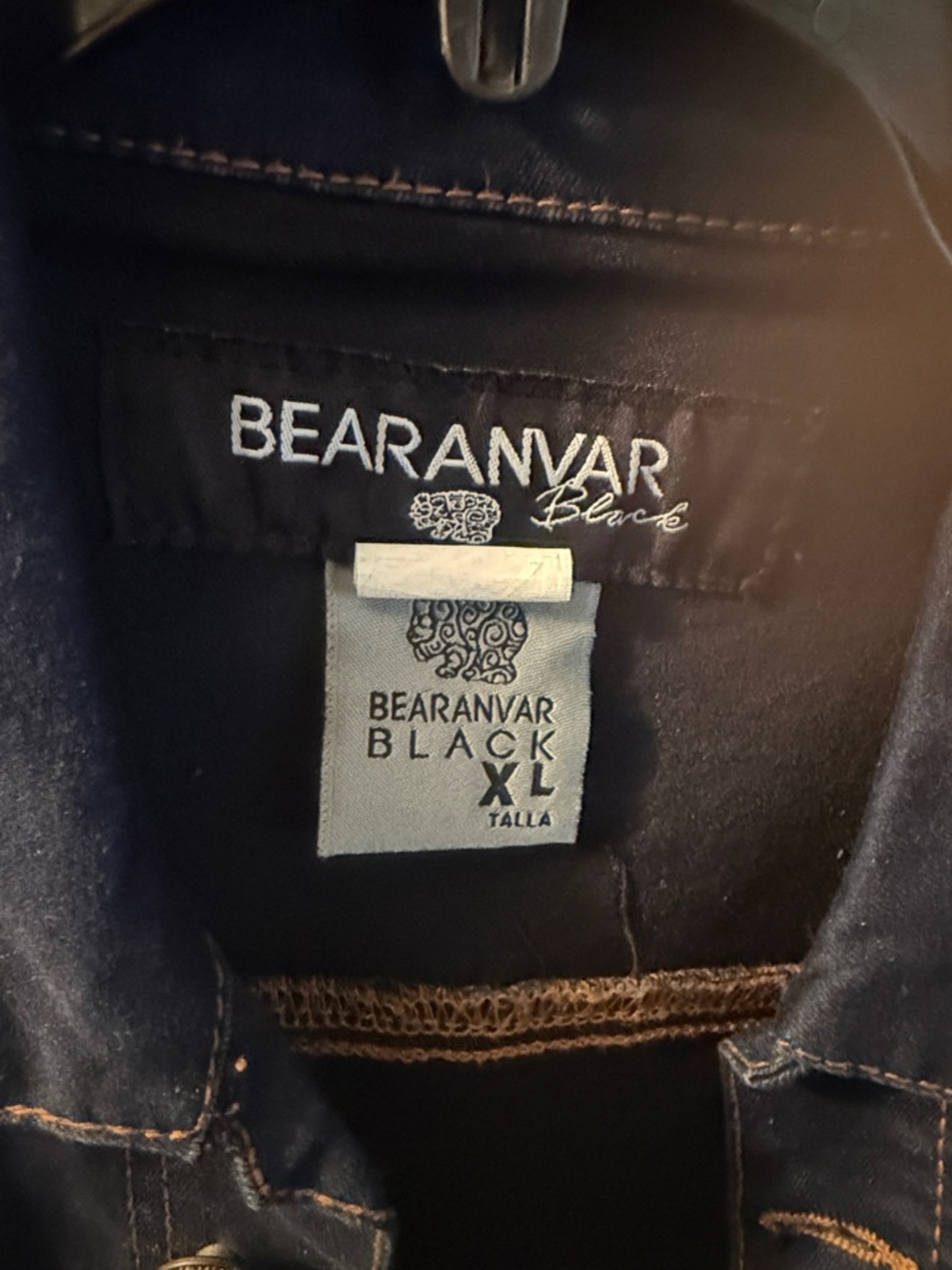 BEARANVAR Dark Wash Denim Jacket with Contrast Stitching - Picture 2 of 3